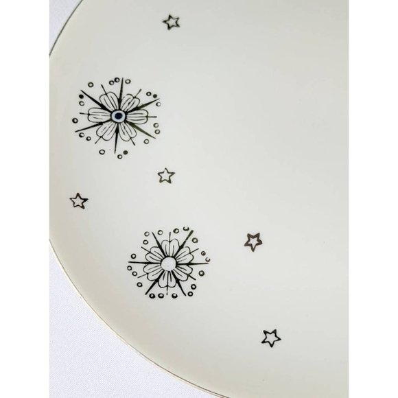 MCM 1950s Silver Trim Bread Butter Plate Retro Summit Fine China Stardust Japan - Picture 3 of 5